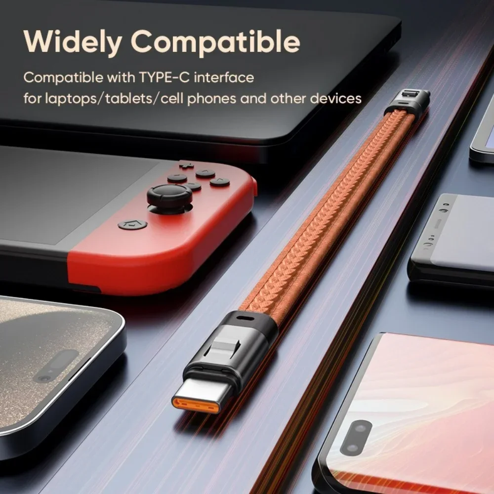 40Gbps Fast Charging Data Transfer Type C Cord Data Charge Extension Keychain Short USB C To Type C Cable 2 in 1 Keychain Strap