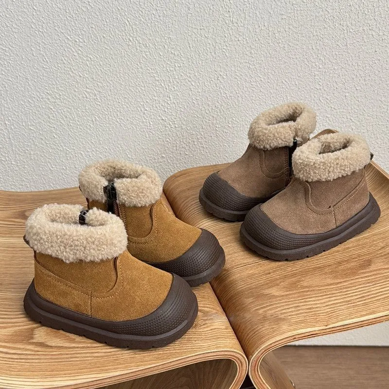 Winterstiefel für Kinder, Jungen, Mädchen, Babys und Kleinkinder, warme, mit Fleece gefütterte Baumwollschuhe für den Außenbereich, Säuglings- und Kindermessgrößen 16-30 – Detail 1