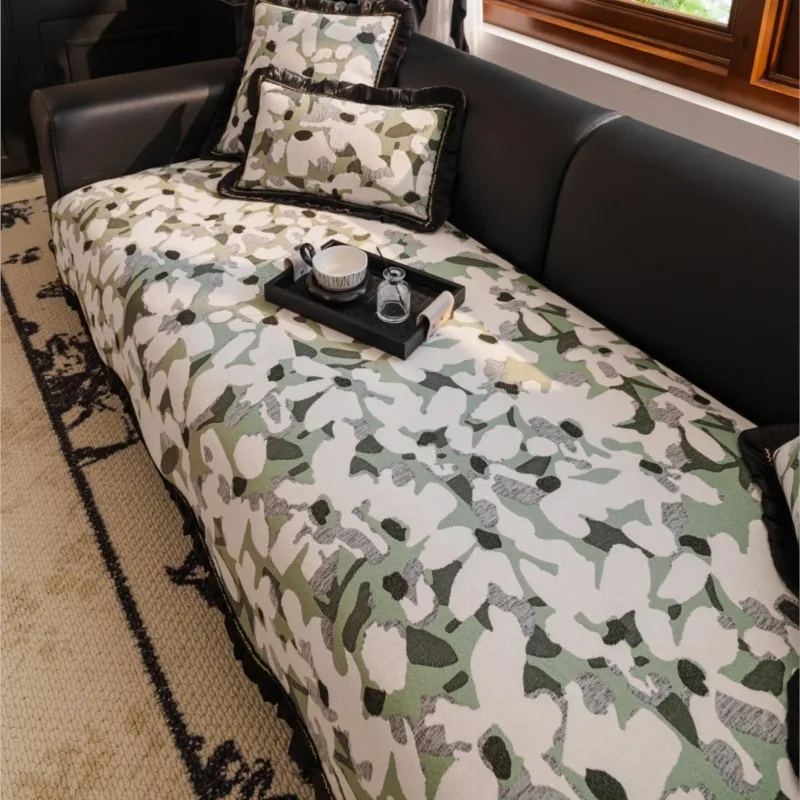 

2025 Winter Thicken Sofa Cushion Pad Anti-Slip Retro Chenille Fleece Sofa Cushions Living Room Flowers Warm Irregular Sofa Mats