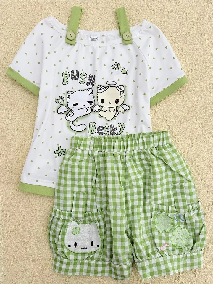 Japanese Otaku Girl Sweet Cute and Fresh Short Sleeved Tshirt+