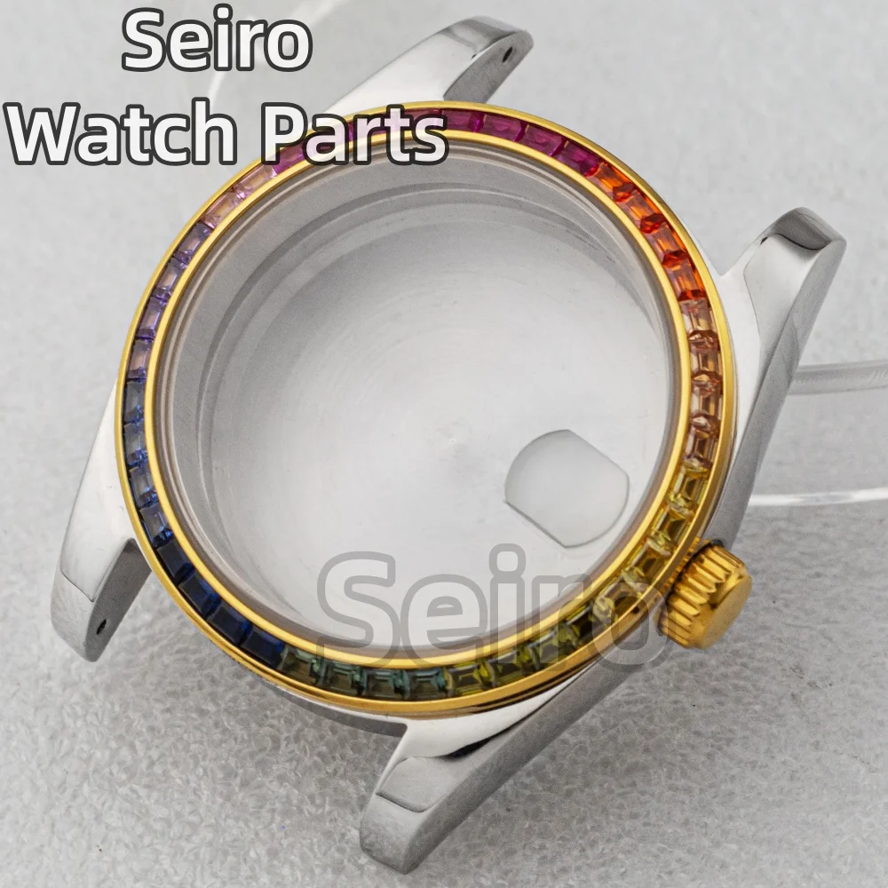 

36mm Rainbow Diamond Datejust Watch Case Stainless Steel Case Sapphire Glass Waterproof for NH35 NH36 Movement Replacement Parts