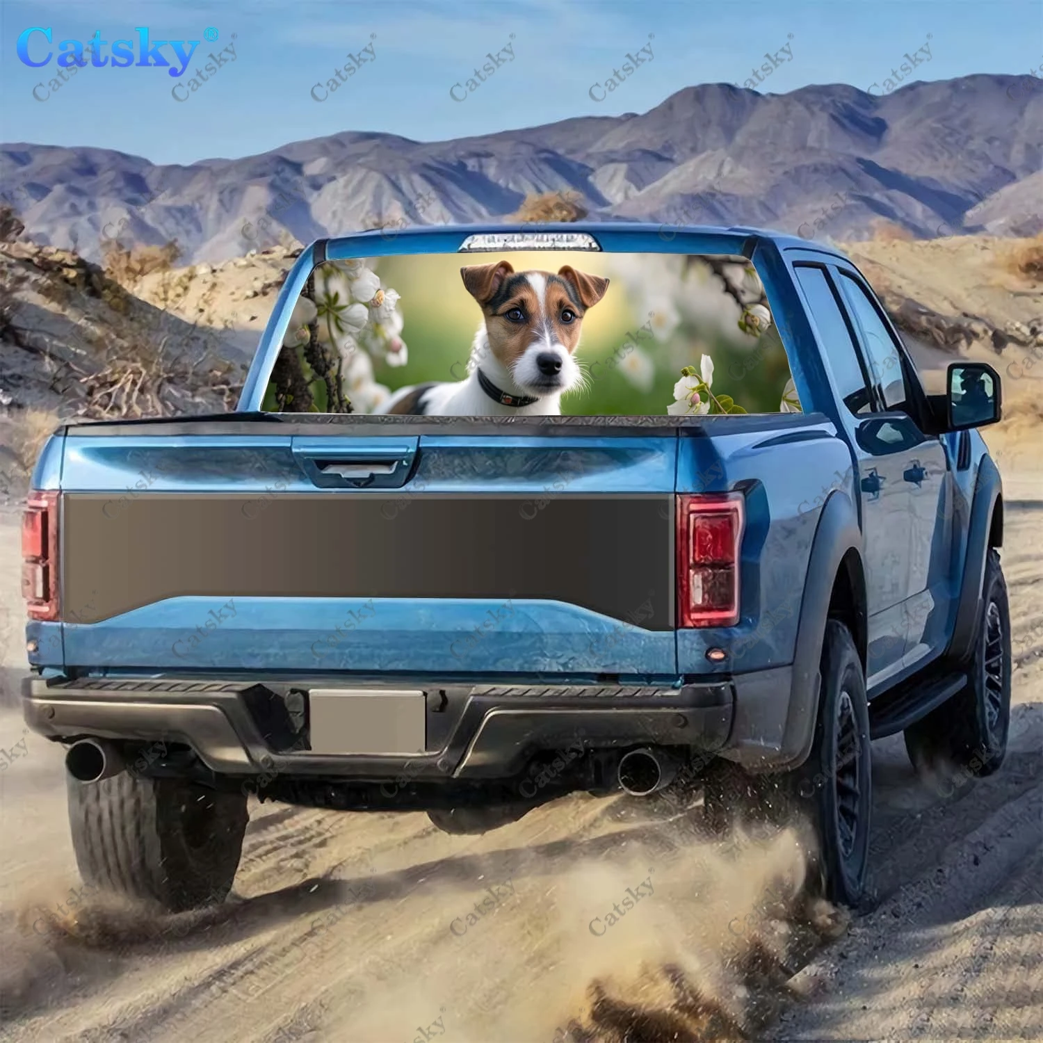 Jack Russell Terrier Dog Rear Window Decal Fit Pickup,Truck,Car Universal See Through Perforated Back Windows Vinyl Sticker