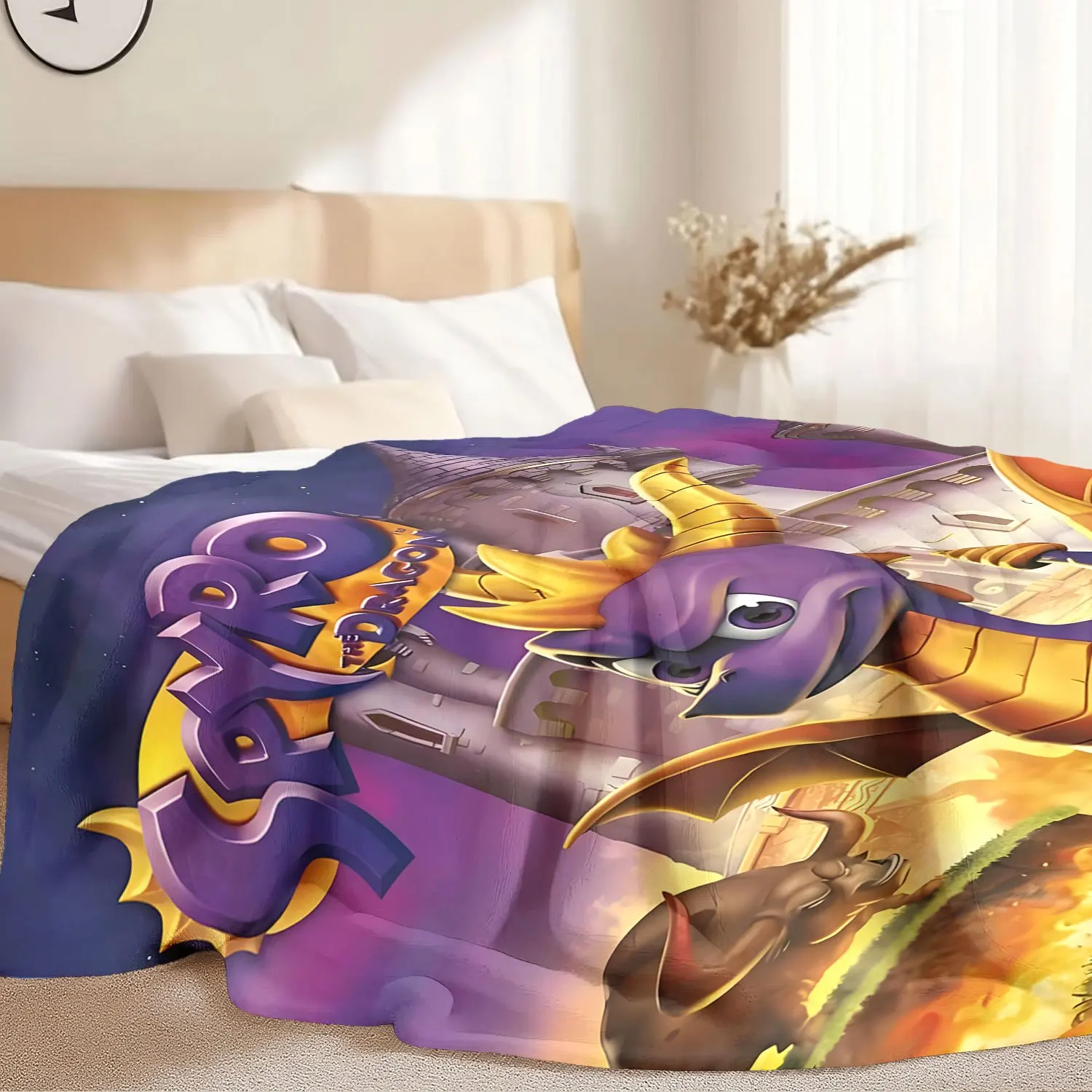 High Quality Spyro Dragon Blanket Kids Throw Gaming Decor Merchandise Bed Sheet 150x200cm Cute Cartoon Boy Gift Blanket