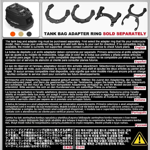 Imagen 2 del producto Bolsa magnética para tanque de motocicleta Rhinowalk, impermeable, de liberación rápida, para Yamaha, BMW, Honda, Ducati, CFMOTO, KTM