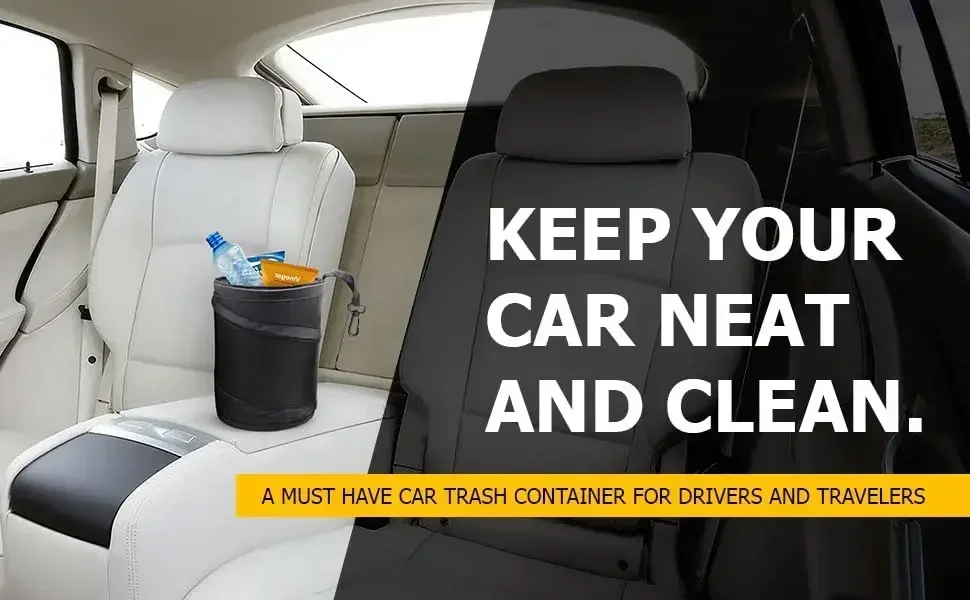 GEFENSI Coolinker Car Trash Can, Portable Garbage Bin, Collapsible Pop-up Water Proof Bag, Waste Basket Bin, Rubbish Bin (1 Pack