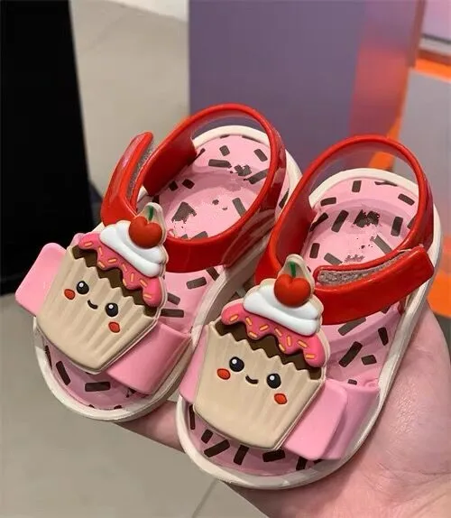 Sandalias de verano para niños y niñas, zapatos de gelatina con galletas bonitas, zapatos de playa informales