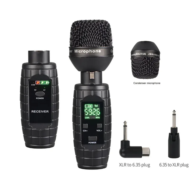 Mini System UHF XLR System Wired to Wireless Microphone Transmitter Microphone Adapter