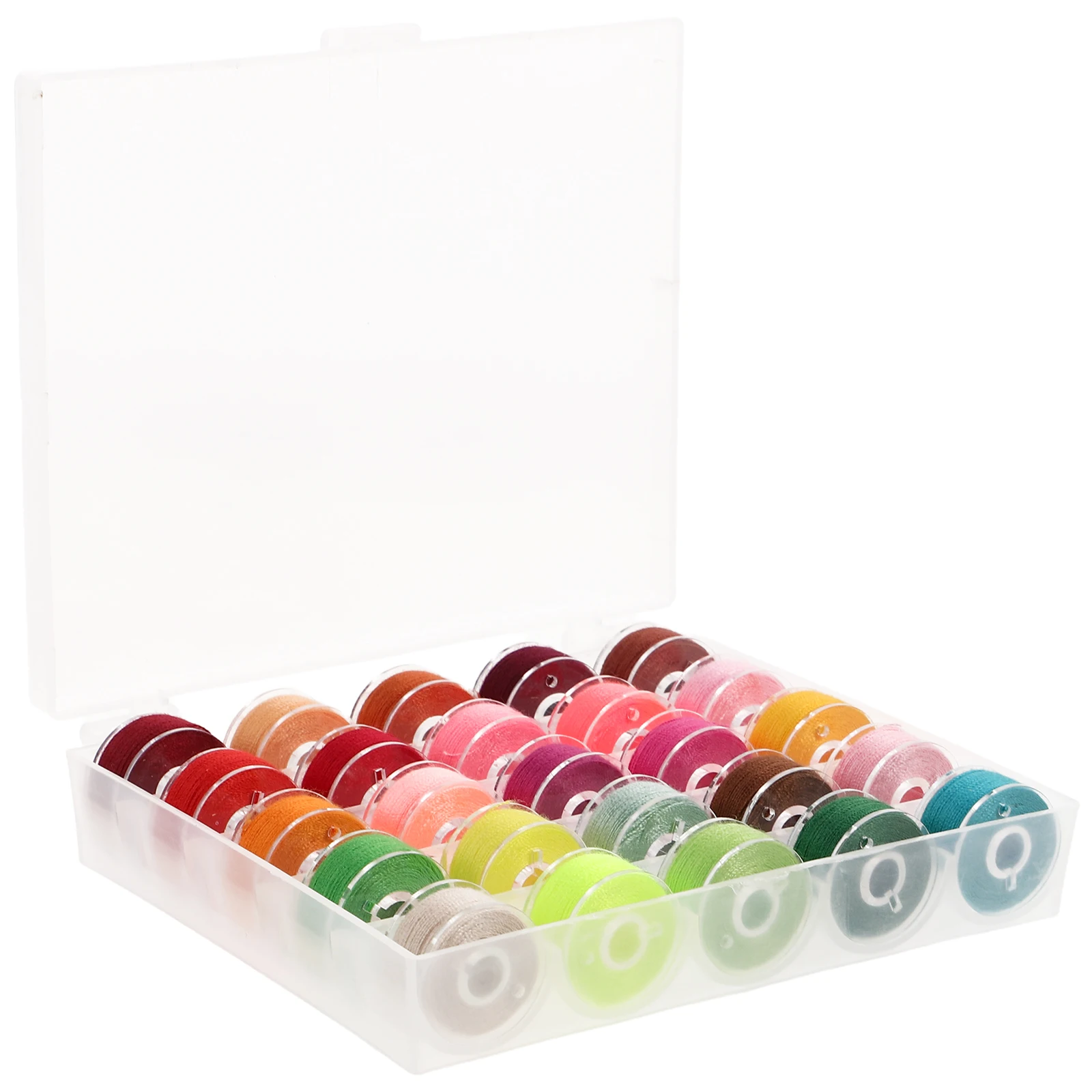 25Pcs Sewing Thread Bobbin Kit Clear Storage Container for Machine Embroidery and Stitching Essentials Organization