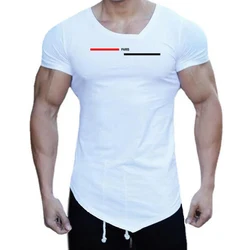 T-Shirt a maniche corte con scollo a v obliquo in cotone da uomo Summer Paris Fashion Slim Fit Tees T-Shirt sportiva Casual con orlo irregolare per uomo