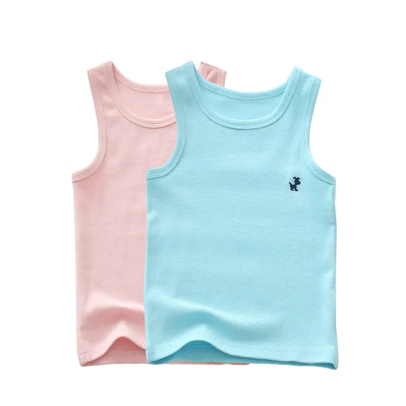 Baby Girls Boys Tank Tops Kids Candy Color Sleeveless Vest 2024 Teenagers Top Tees 2 To 12Yrs Children\'s Undershirts Clothing