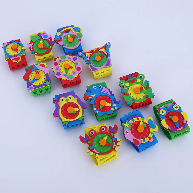 Kids Diy Cartoon Watch Handmade Art Craft EVA Paste Bracelet Toy for Children Kindergarten Creative Parent-child Activities Play