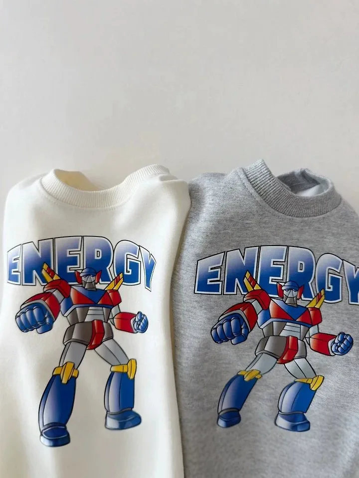 2026 Autumn New Children Long Sleeve Sweatshirt Cotton Boys Girls Cartoon Print Pullover Baby Casual Tops Kids Clothes