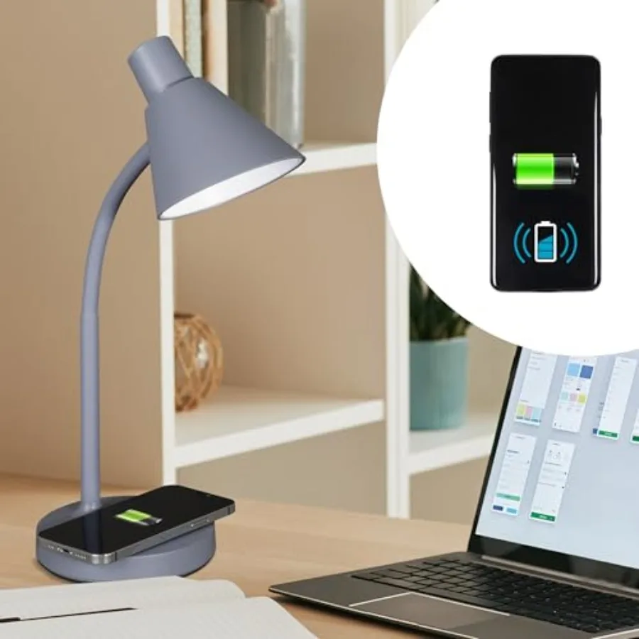 

Настольная LED-лампа Twist с беспроводной зарядкой, 3 цветовых температуры, гибкий шарнир, лампа для чтения, настольная лампа для работы