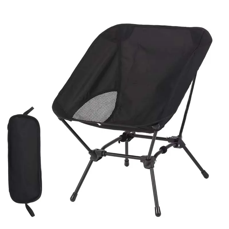 Outdoor Square Structure Beach Fishing Stool, Convenient Four-Corner Camping Folding Chair Lightweight Iron Tube Moon Chair