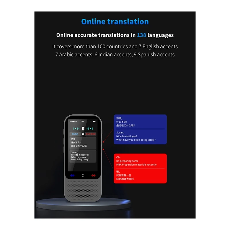 ABGZ-Portable Translation Machine S80 Pro Chatgpt Real-Time Languages Translate Smart Voice Photo Text Recording Translator