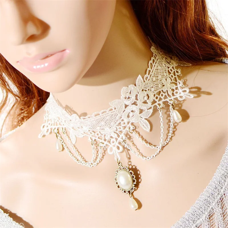 Black Lace Necklace Women Girl Tassel Sexy Lace Choker Versatile Bracelet Halloween Jewelry