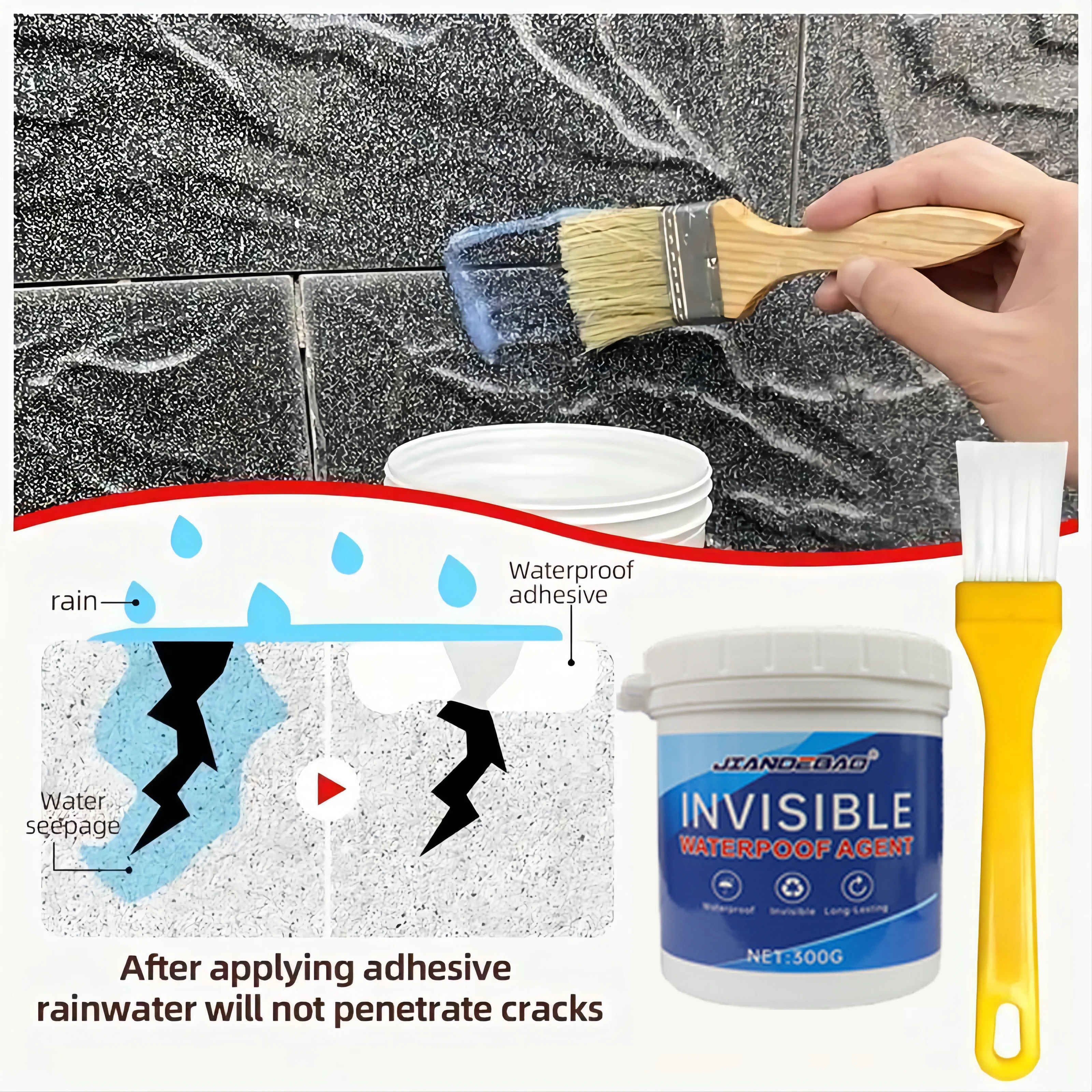 Waterproof Coating Sealant Agent Transparent Invisible Paste Glue With Brush Restore Adhesive Roof Bathroom 100/300g