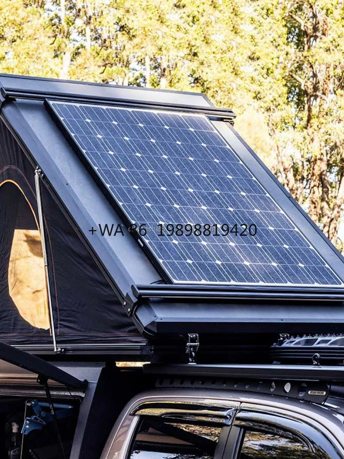 Lightweight Electric Solar Powered Car Roof Top Tent Hard Shell Aluminum Skylight 3-5 Person Rooftop Tents with Ladder Accessory