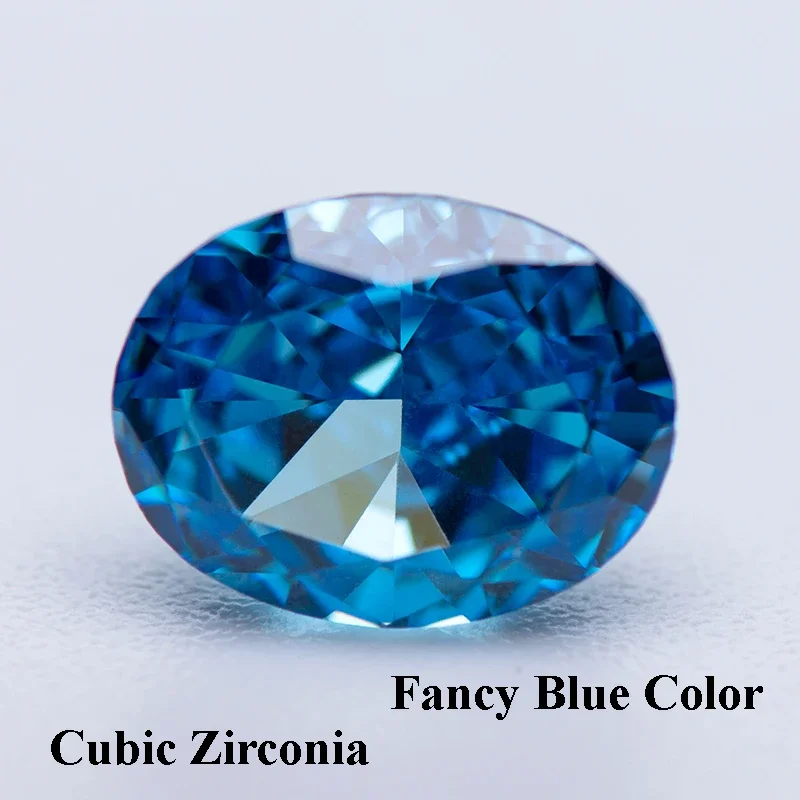 

Cubic Zirconia Crushed Ice Cut Fancy Blue Color Oval Shape Charms Beads for Diy Jewelry Making Bracelet Materials No Certificate