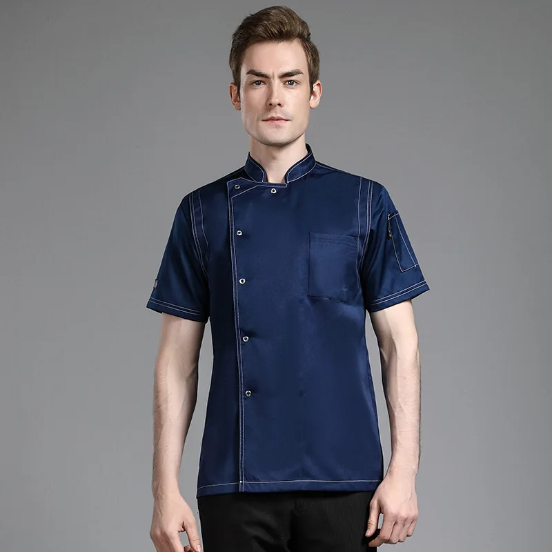 Western Restaurant Bakery Kitchen Breathable Chef Overalls Men'S Short Sleeve Hotel Chef Uniform