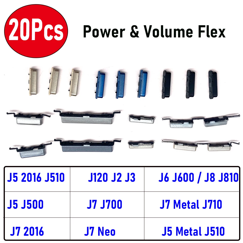 20Pcs,NEW Power Button + Volume Side Button Key For Samsung J5 2016 J510 J2 J3 J600 J810 J500 J700 J7 2016 J7 Metal J710 J7 Neo
