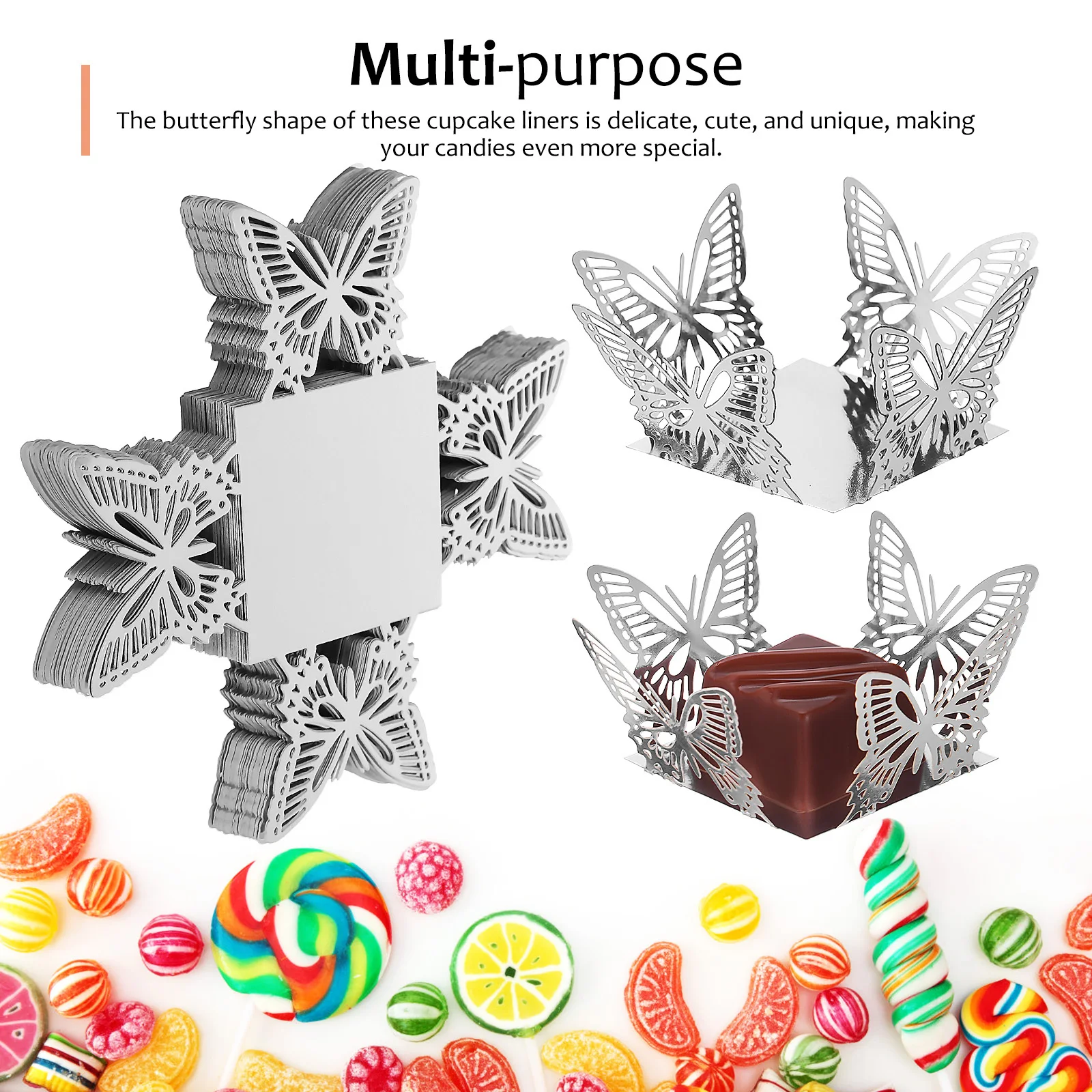 

50 Pcs Cupcake Liners Truffle Cups Decorative Lining Cute Chocolate Paper Wrappers Mini