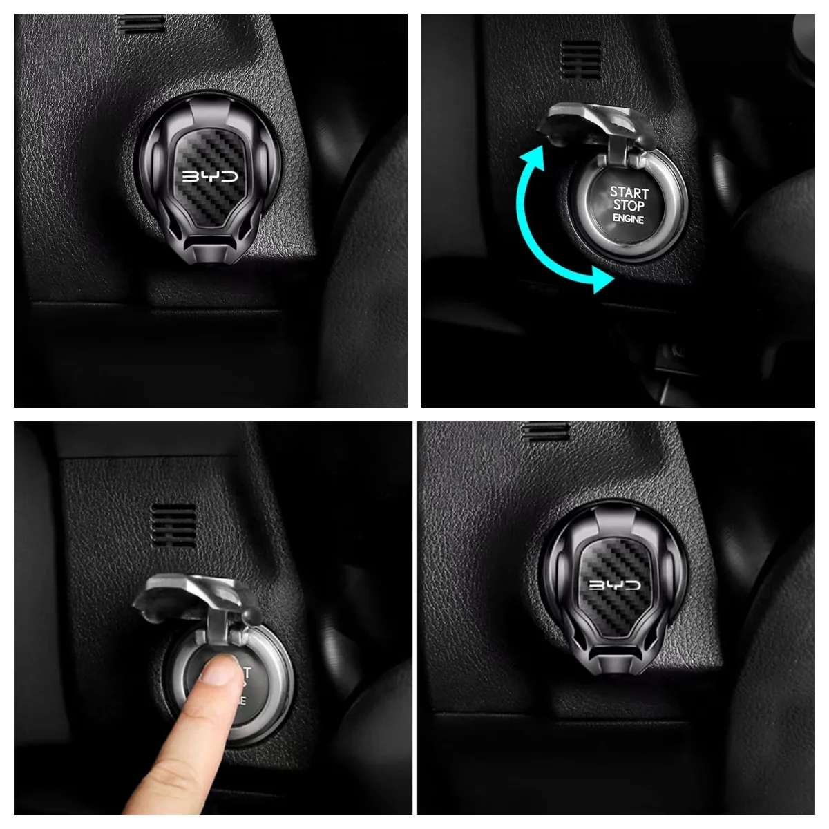 1Pcs Carbon Fiber Engine Start Stop Button Cover For BYD Atto3 Dolphin Seal Song Plus Tang Ignition Switch Decor Interior Access