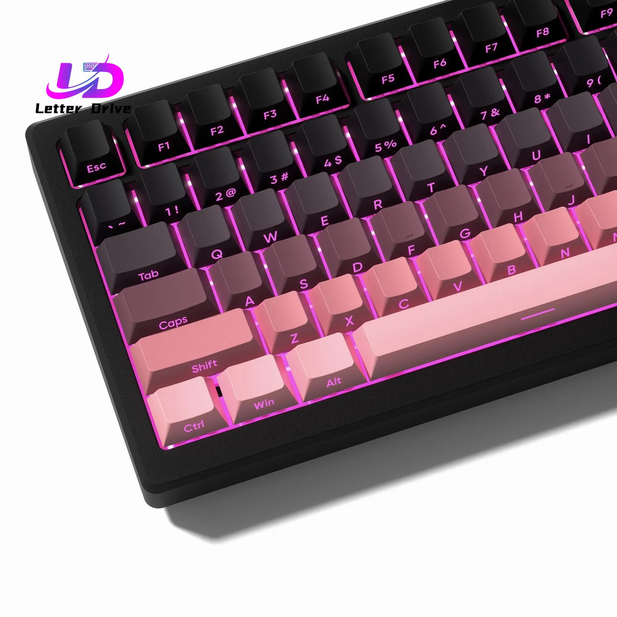 136 Key Black and Pink Print Backlit PBT Keycap Double Shot Shine Through keycap For Gateron Cherry MX Gamer Mechanical Keyboard