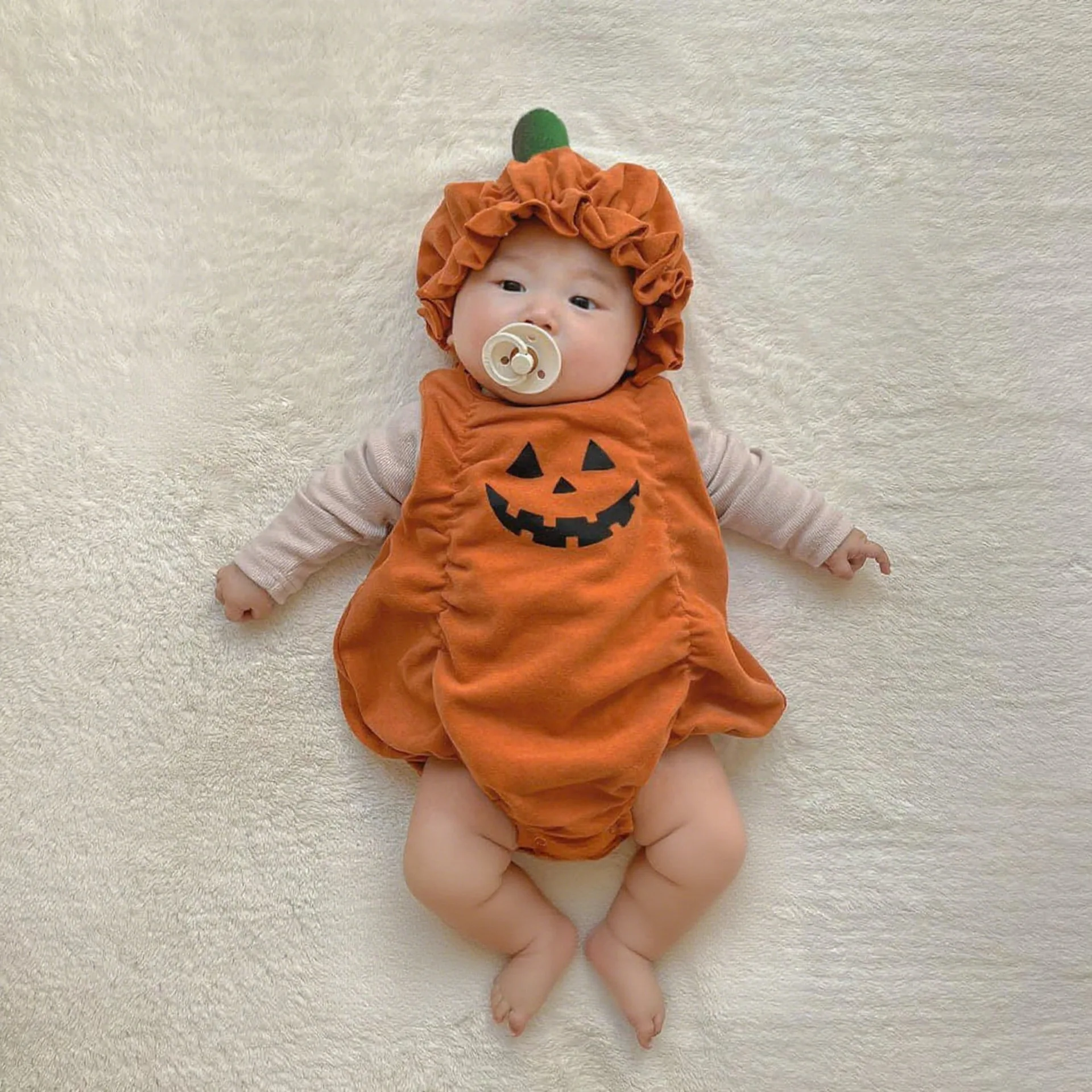 

Jumpsuiti NsHalloween Baby Romper Pumpkin-shaped Baby Outdoor Clothing Set Autumn Korean Loose Casual Sweet Solid