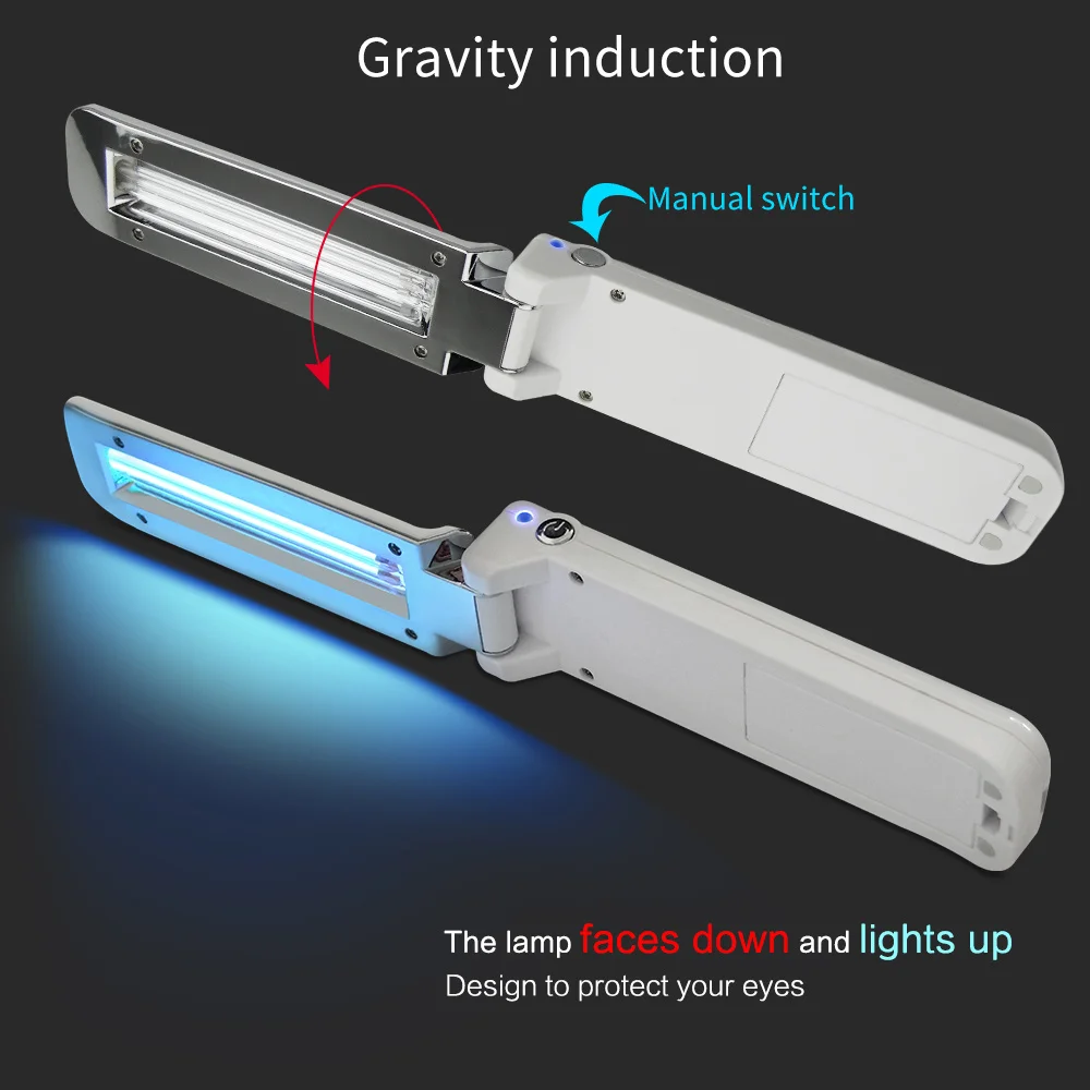 Sterilization Handheld Lamp USB Powered UV UVC Quartz Lamp Sensor Sterilization Ultraviolet Light Disinfectant Germicidal Lampe