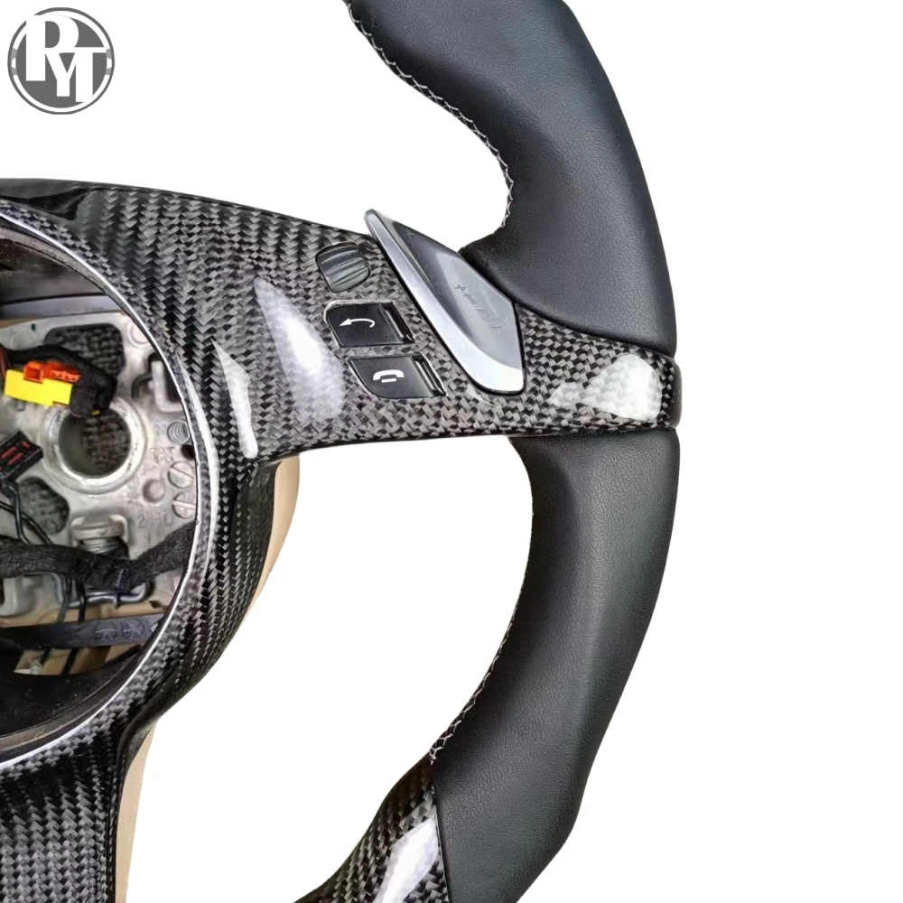 本物のカーボンファイバーステアリングホイール、ポルシェ カイエン、マカン、パナメーラ、911 車用ステアリングホイールに適しています