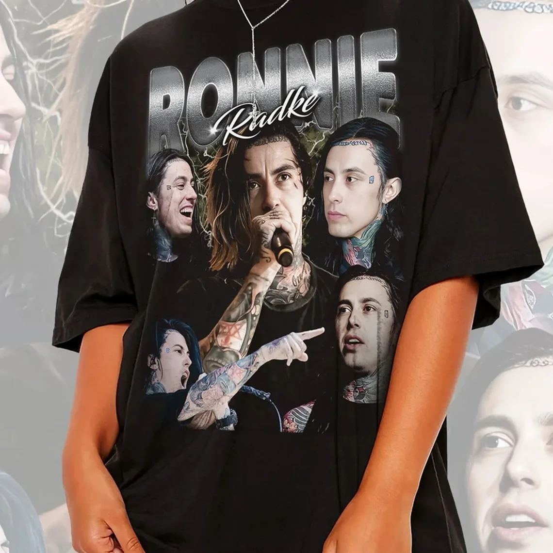 Ronnie Radke collage Falling In Reverse band black T-shirt Unisex S-5Xl 3F504