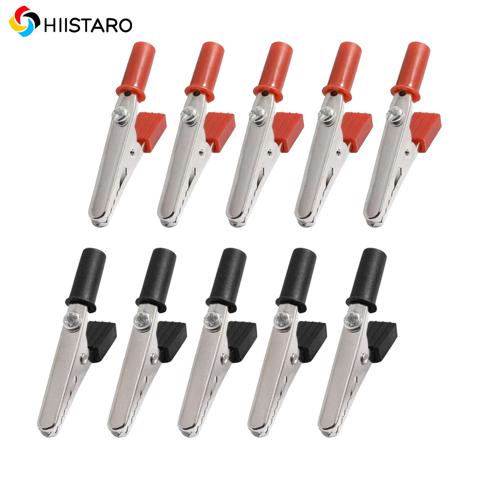 20pcs 4mm Metal Alligator Clips Test Clips, Plastic Handle Test Probe Metal Alligator Clips