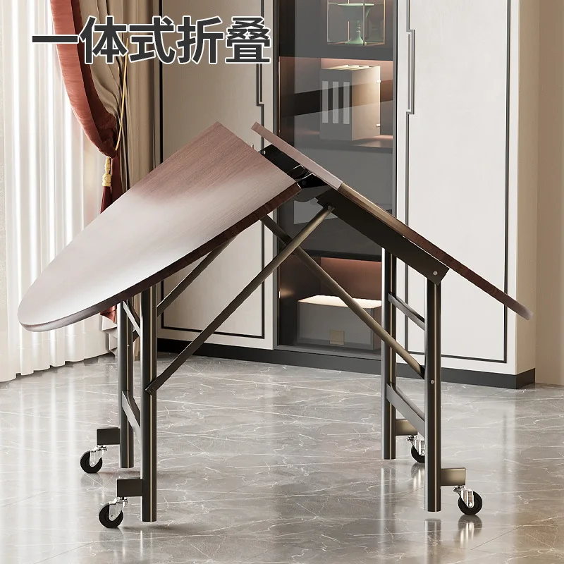 Folding dining table round table household small apartment dining table eating  round dining  enlarged hotel