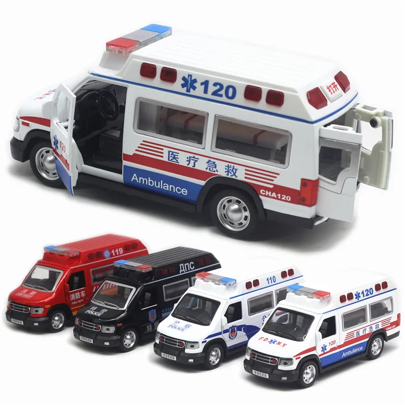 1:24 alloy pull back rescue car model,fire car toy,simulation sound and light,new children\'s toys gifts,wholesale