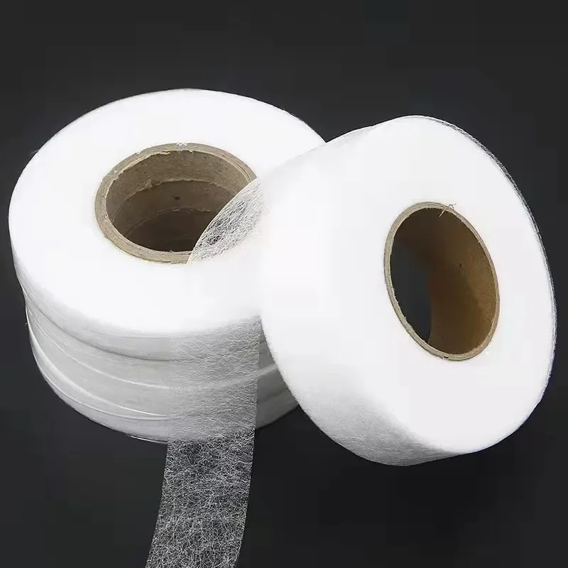 50M Iron-on Fuse Hem Tape Double Side No Stitch Sewing Adhesive Fabric Tape for Cloth Curtain Iron on Fusing Hemming salouva