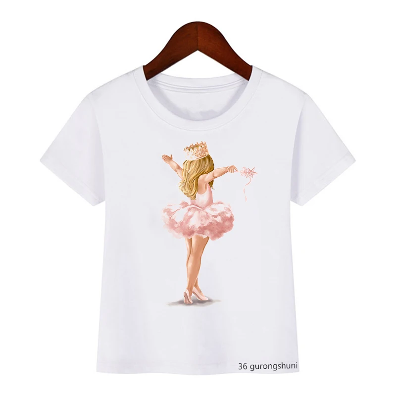 Kawaii Girls T-Shirt Cute Ballerina Dance Girls Clothes Fashion Harajuku Kids Clothes Tshirt For Kids Dance Costumes Tshirt Tops