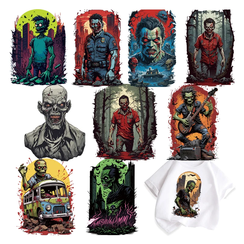 Horror Zombies heat transfer vinyl DIY patches for children Applique for clothes Ironing applications Flex fusible transfer