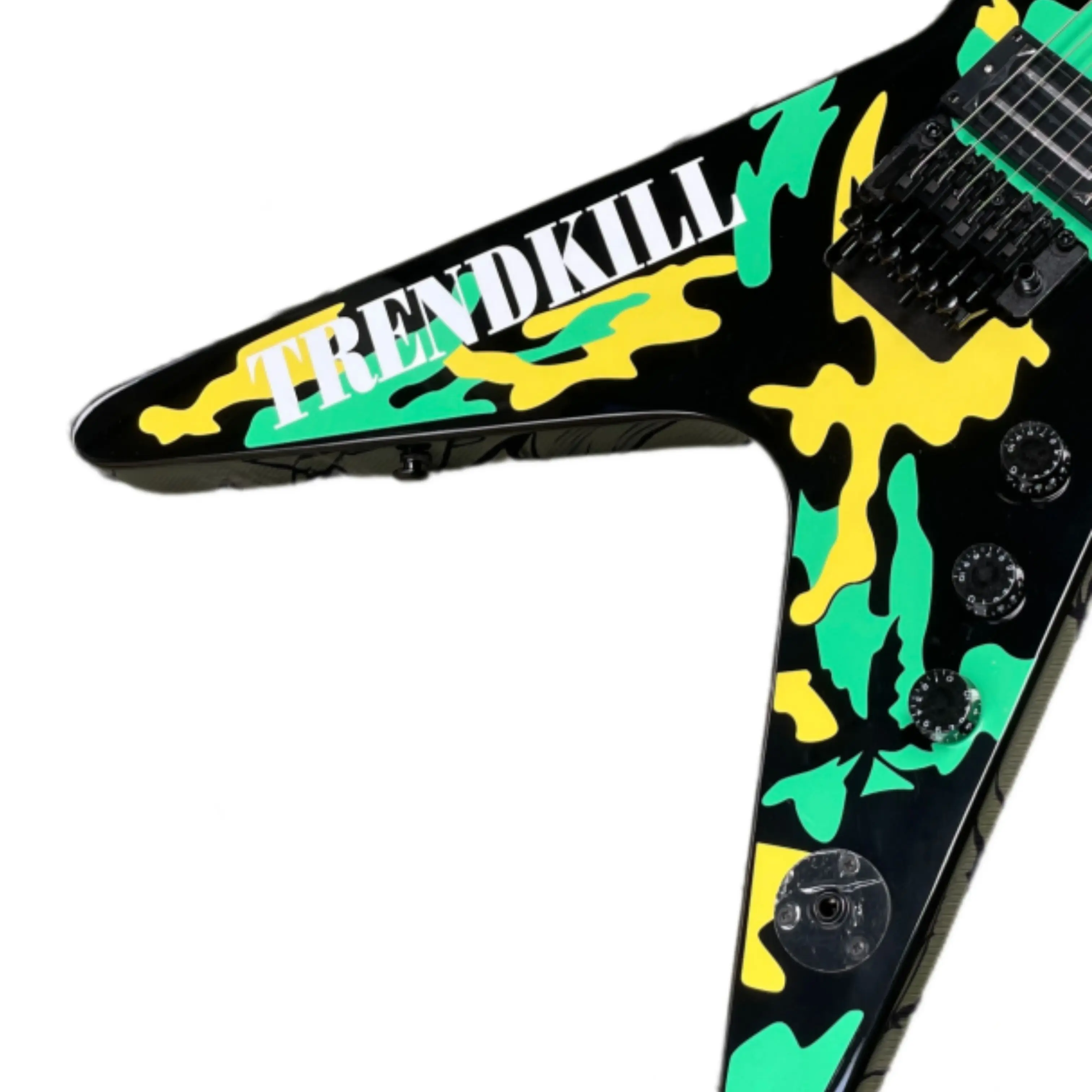 6-String Electric Guitar Camouflage Finish, Double Pickups Guitars, Mahogany Body—Perfect For Heavy Metal Rock Music Guitarra