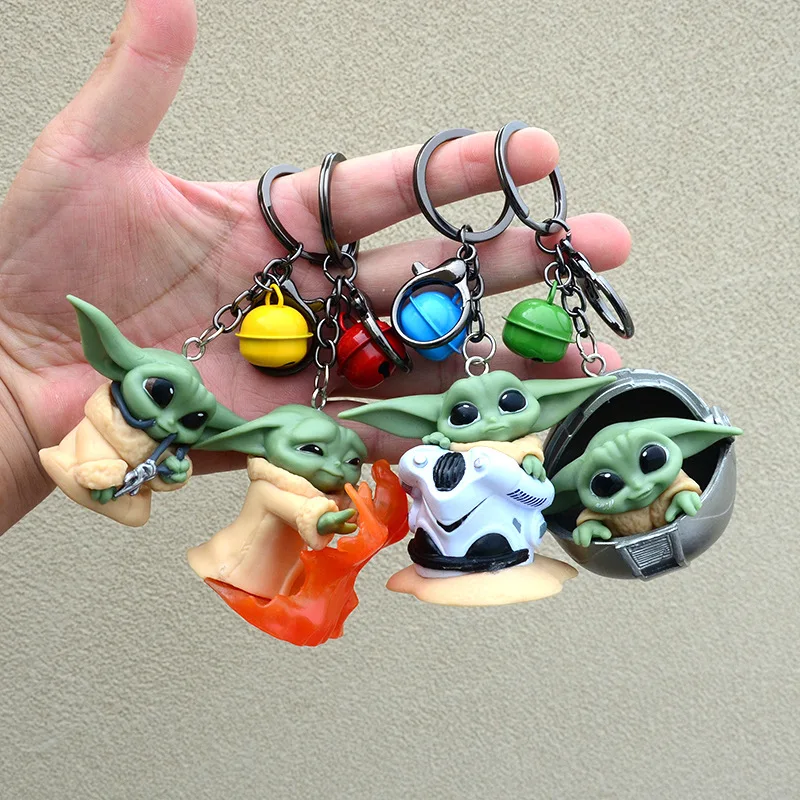

4Pcs/Lot Disney Yoda Model Keychain Kawaii Cartoon Keyring Anime Figure Car Key Chain All-match Pendant for Kids Toys Gift Hot