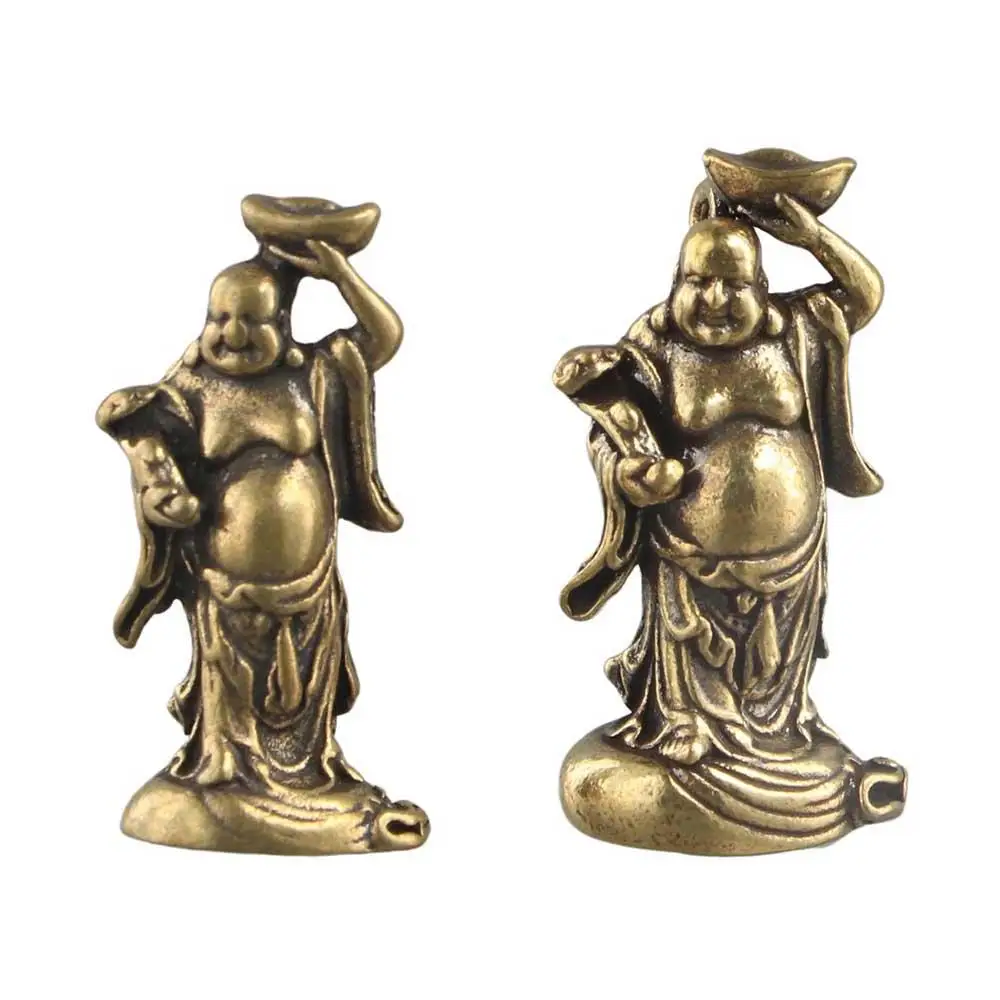 Vintage Ruyi Yuanbao Home Decor Brass Antique Miniatures Figurines Pocket Sculpture Small Ornaments Maitreya Buddha Ornaments