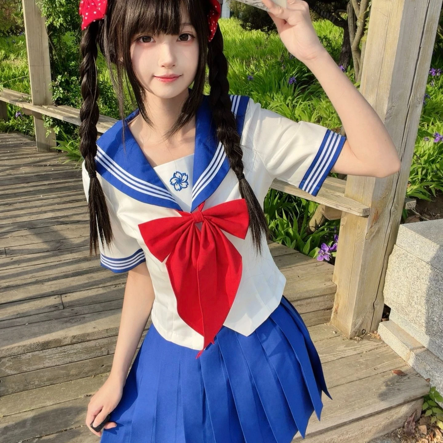 2026-jk-日韓風制服、フィットウエストの日本風セット、青いセーラー服、学校制服。