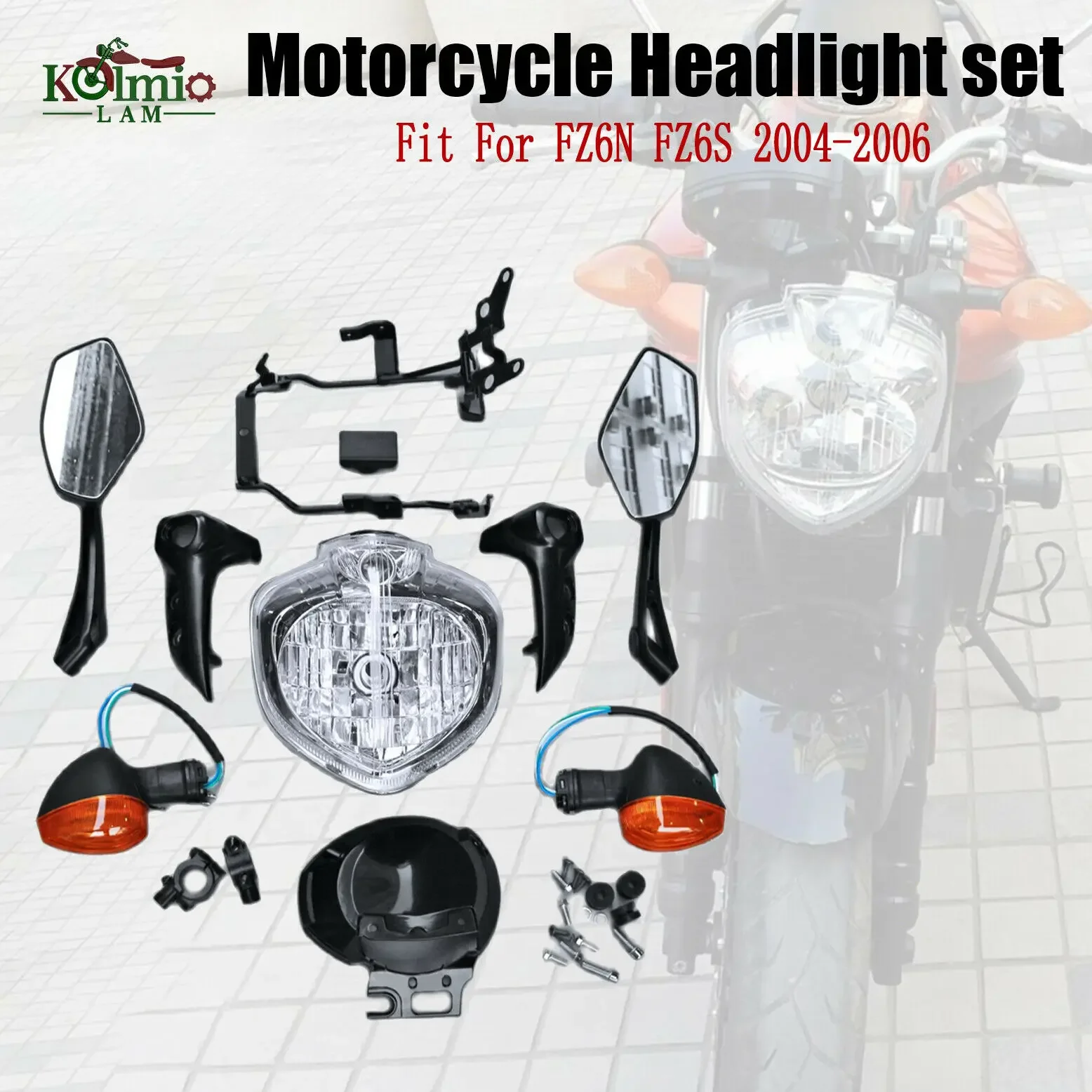 Fit For YAMAHA FZ6N FZ6 FZ-6N 2004 - 2006 2005 Motorcycle Headlight Set Assembly Mirror Bracket Speedometer Cover Turn Signal