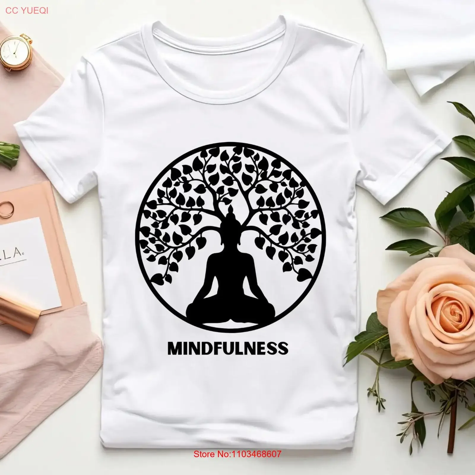 Mindfulness t-shirt Yoga méditation bouddhisme bouddha hindou vintage lavé confortable étiré mode polyvalent légèrement