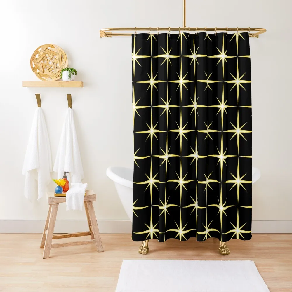 

Simple Mid Century Modern Star PatternShower Curtain For Bathrooms Shower Bath Curtain