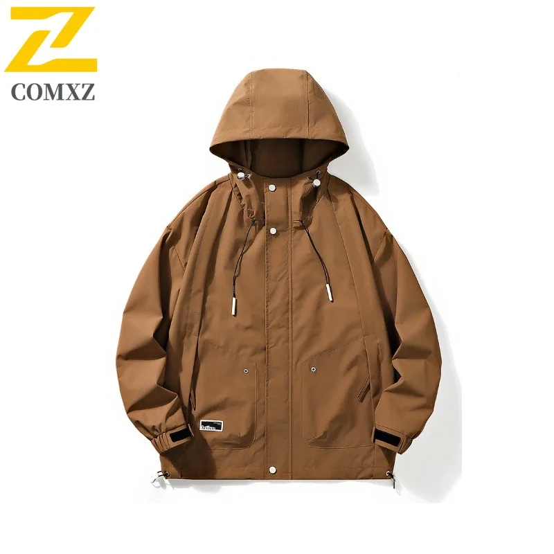 

Men's Jacket 2025 Autumn New Casual Hooded Waterproof Windbreaker Outdoor Camping Hiking Travel Breathable Stormcoat Jackets