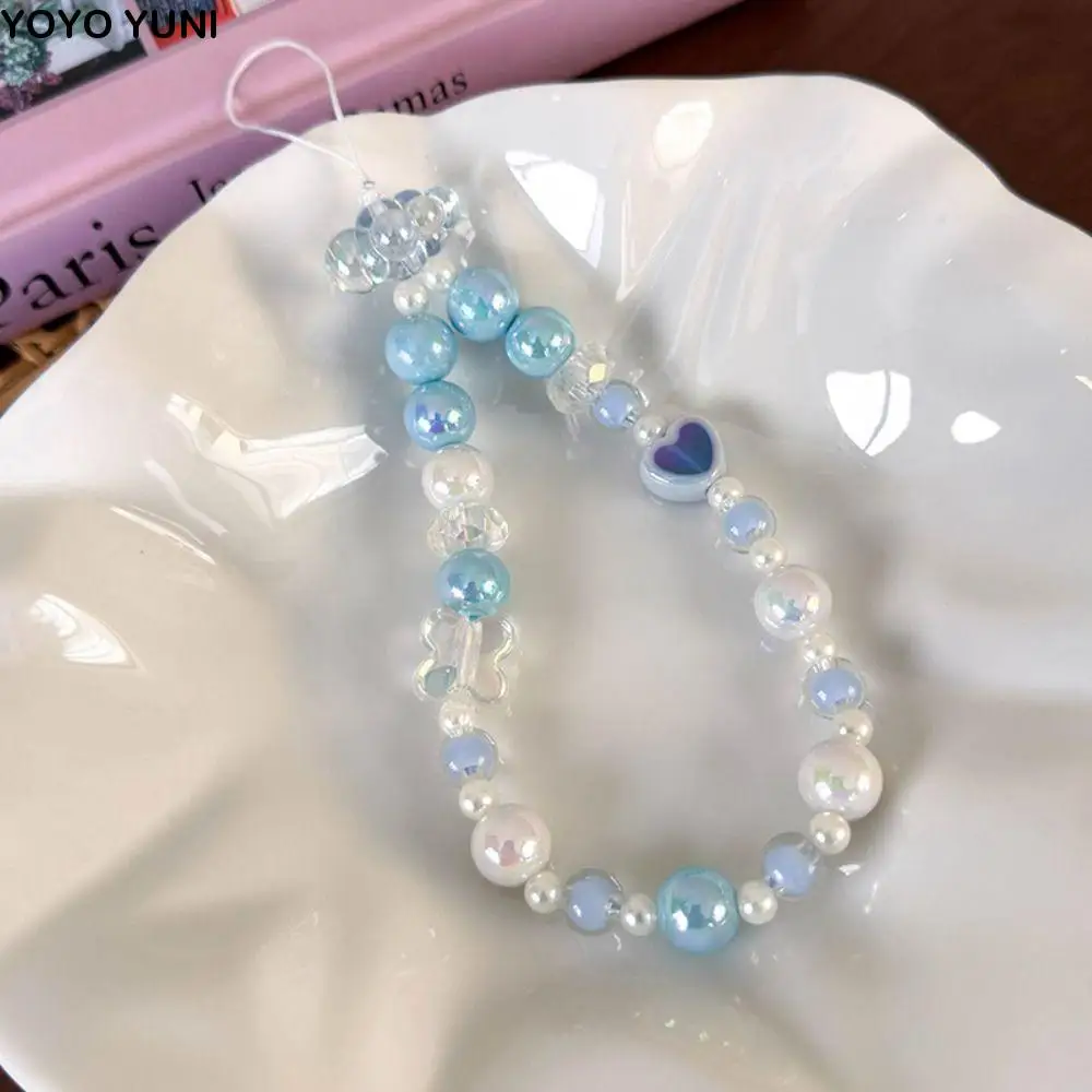 

Beaded Pendant Y2K Mobile Phone Charms Anti Lost Heart Clouds Stars Phone Strap Korean Keychain Phone Lanyard Jewelry Gift