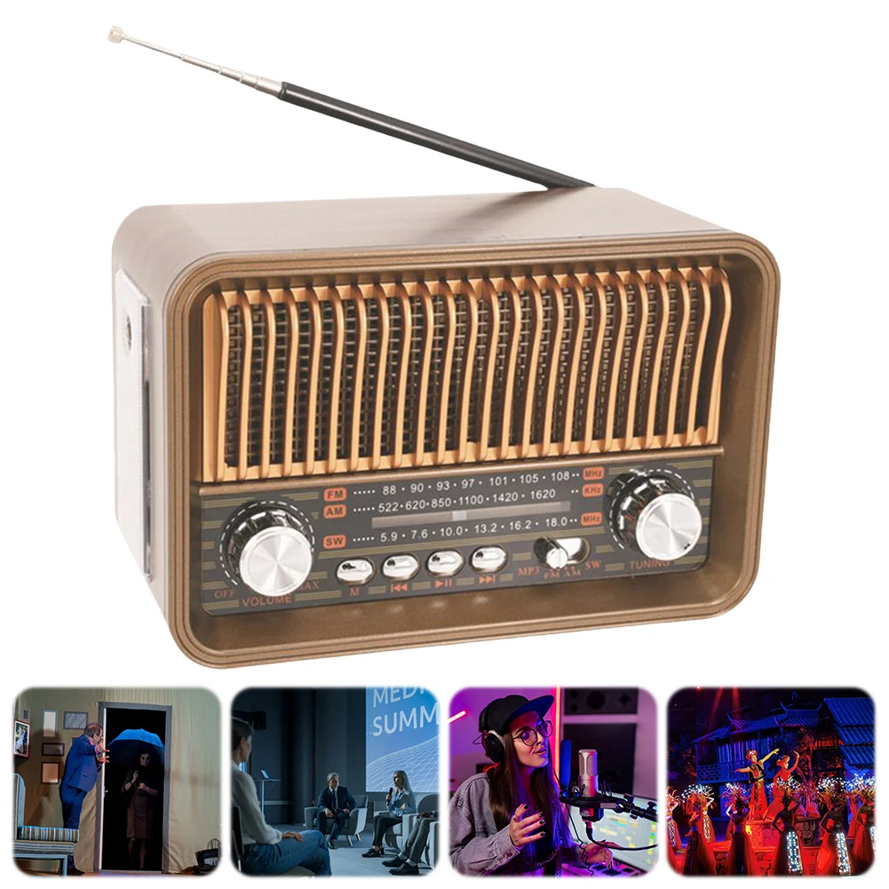 

Портативное FM/AM/SW радио с Bluetooth-колонкой, LED-фонариком, винтажный дизайн, поддержка TF-карт, подарок для пожилых людей