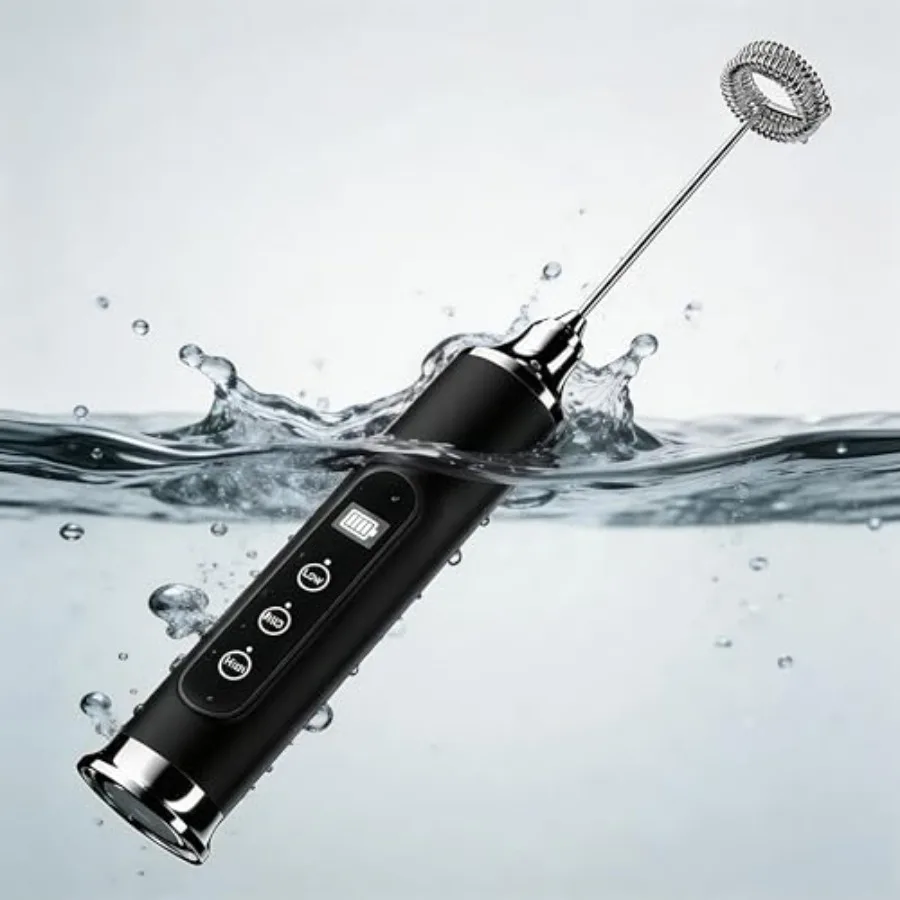 

Портативный электрический вспениватель молока для кофе, перезаряжаемый миксер для напитков, водонепроницаемый, черный