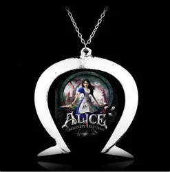 Collier en fer à cheval Alice Madness, accessoires de cosplay, bijoux longs, jeux